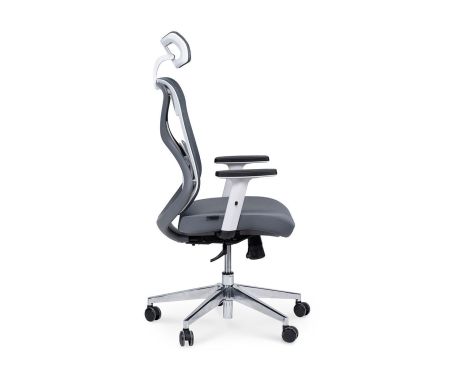Кресло офисное Имидж серый белый пластик серая сетка серая ткань
