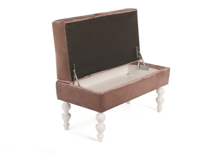 Банкетка Виктория розовая с белыми ножками