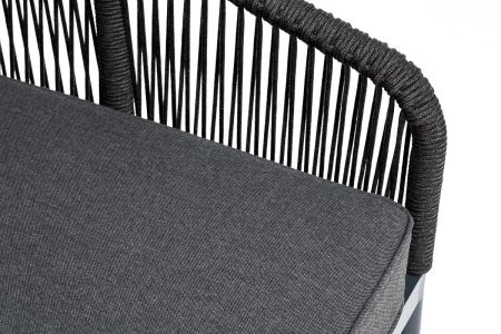 Модуль диванный "Канны" левый плетеный из роупа (веревки) темно-серый