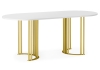 Стол деревянный Хьюго О 160 х 90 белая шагрень пленка, золотые ноги