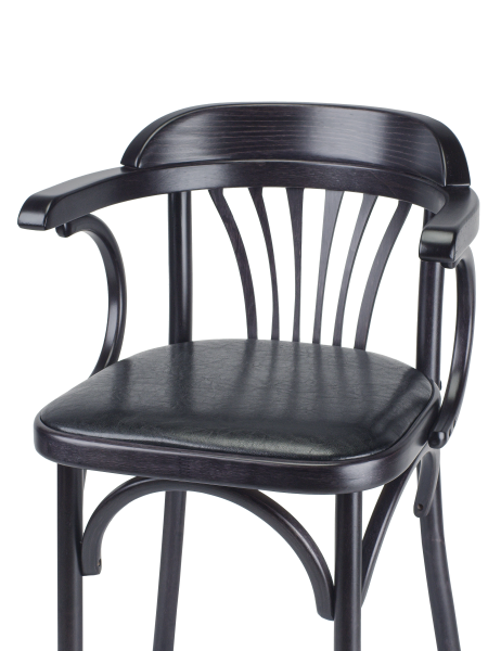 Деревянный стул Венский венге с мягким сиденьем из черной экокожи дуги назад