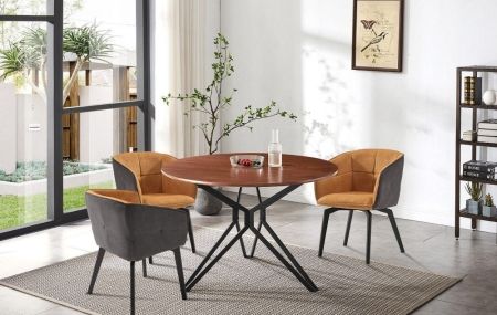 Стол DT-62 орех, черный (d120)