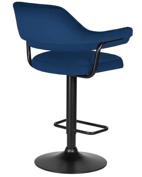 Стул барный CHARLY черный, синий велюр MJ9-117