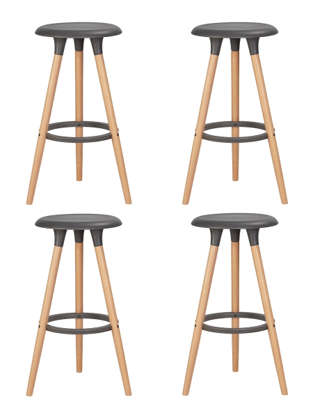 Набор 4 шт Табурет барный ROYCE, ножки светлый бук темно-серый (GR-04)