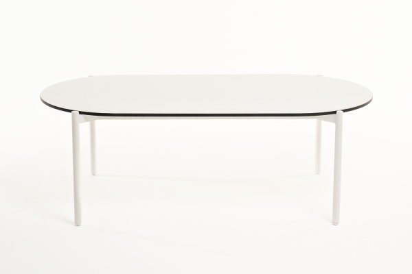 "Диего" журнальный стол из HPL 120х60 H40, каркас белый муар, цвет "молочный"