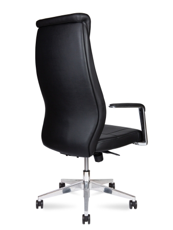 Кресло офисное Davos черный, экокожа и металл, мягкое сиденье, с подлокотниками