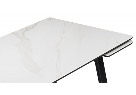 Керамический стол Джек 140(200)х80 белый мрамор, черный