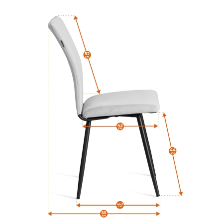 Стул обеденный Monte Carlo бежевый, ткань и металл, мягкое сиденье, без подлокотников Стул обеденный Monte Carlo бежевый, ткань и металл, мягкое сиденье, без подлокотников