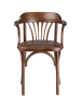 Деревянный стул Венский средний тон с мягким сиденьем из коричневой экокожи с дугами назад
