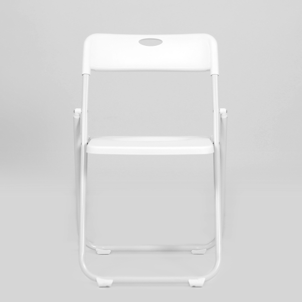 Стул N-296 складной белый пластик, белый каркас