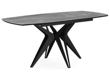 Керамический стол Риполь 160(205)х89 larka grey, черный