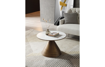 Стол журнальный CT9346CI (D70) белый, керамика