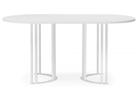 Стол деревянный Хьюго О 160 х 90 белая шагрень пленка, белые ноги