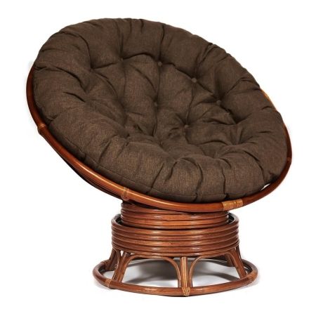 Кресло-качалка "PAPASAN" w 23/01 B / с подушкой /Pecan (орех), ткань Коричневый, 3М7-147