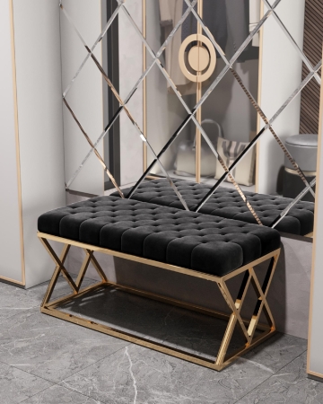 Банкетка ИНСИГНИЯ черная велюр