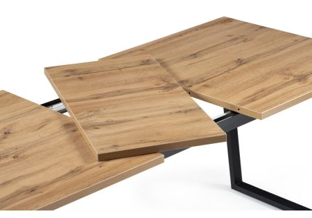 Стол деревянный Лота Лофт 140*25 мм дуб вотан, матовый черный