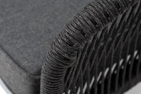 Модуль диванный "Канны" левый плетеный из роупа (веревки) темно-серый