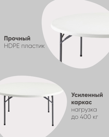 Стол круглый складной пластиковый Кейт 160 Стол круглый складной пластиковый Кейт 160