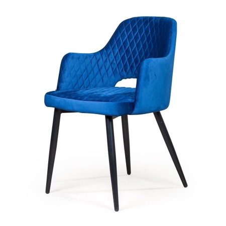 Стул с подлокотниками William бархат синий кобальт
