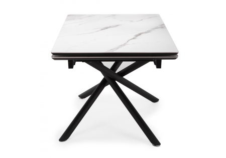 Керамический стол Мэриан 120(180)х80 snow alpin white, черный