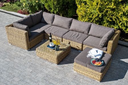 Трансформирующийся диван "Лунго" из искусственного ротанга (гиацинт), цвет соломенный