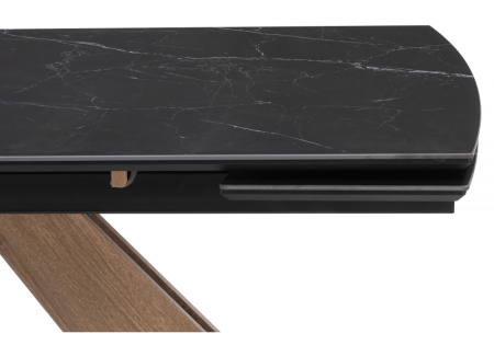 Керамический стол Шаннон 180(240)х90х79 черный мрамор, дуб монтана