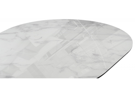 Стол стеклянный Фостер 120(160)х120х76 белый мрамор, белая шагрень, белый