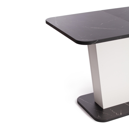 Стол обеденный GENT ЛДСП, 110-145x68,6x75,5 см, мрамор блэк роял, белый