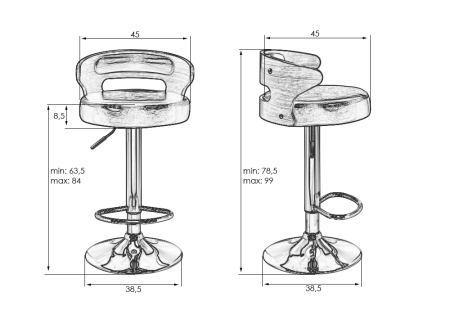 Набор 2 шт Стул барный FRED BLACK, коричневое дерево, черный