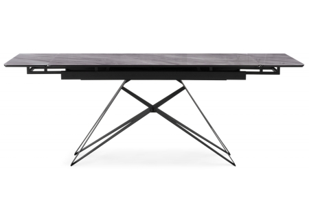 Стол стеклянный Блэкберн 140(200)х80 кристл серый мрамор, черный