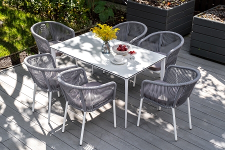 "Малага" обеденный стол из HPL 140х80 см, цвет молочный, каркас белый