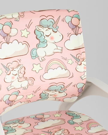 Кресло офисное TopChairs Simple SN Junior принт Unicorns пластик белый
