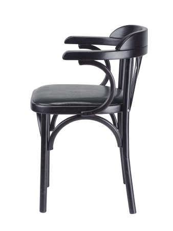 Деревянный стул Венский венге с мягким сиденьем из черной экокожи дуги назад