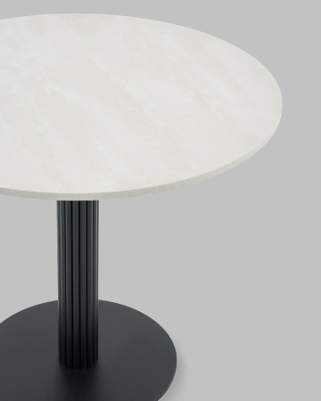 Стол круглый Фризбин D90, столешница МДФ ледяной камень, основание металл черный