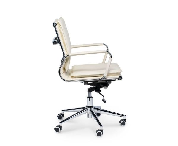 Кресло офисное Харман LB (ivory) хром слоновая кость экокожа Кресло офисное Харман LB (ivory) хром слоновая кость экокожа