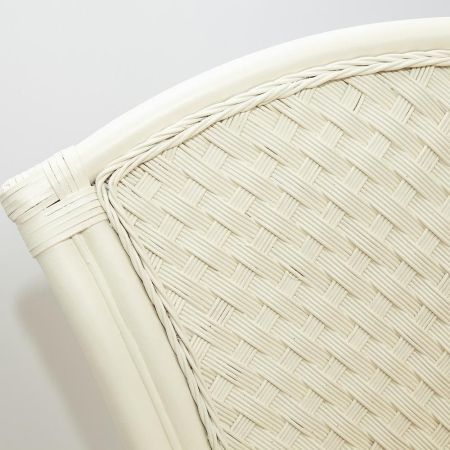 Комплект обеденный "ANDREA GRAND" (стол со стеклом + 6 кресел + подушки) белый, ткань рубчик, кремовый