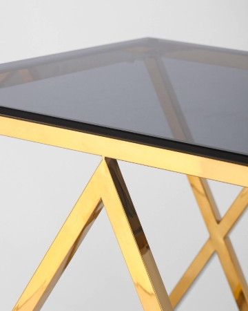 Журнальный стол 55*55 ИНСИГНИЯ золото стекло дым
