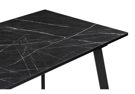 Стеклянный стол Агни 110(140)х68х76 мрамор черный матовый