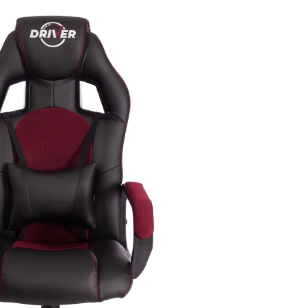 Кресло DRIVER экокожа и ткань, черный и бордо