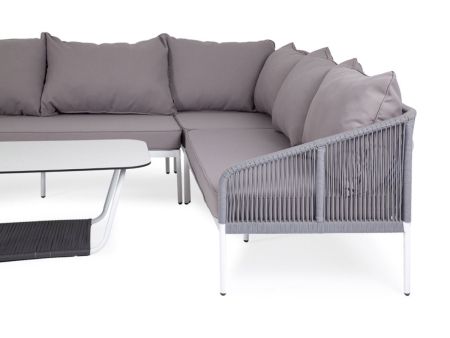 Лаунж-зона "Канны" модульная угловая из роупа (веревки), цвет светло-серый