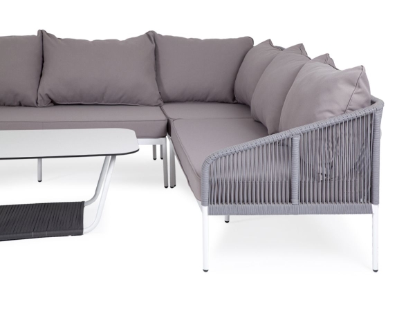 Лаунж-зона "Канны" модульная угловая из роупа (веревки), цвет светло-серый