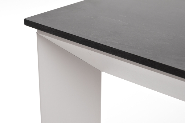 "Венето" обеденный стол из HPL 90х90 см, серый гранит, каркас белый