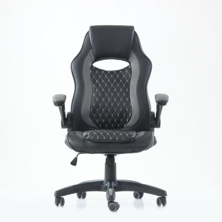 Игровое кресло K-37 черно-серая экокожа