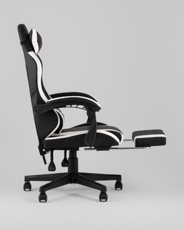 Кресло спортивное Prophet TopChairs с оттоманкой черно-белый