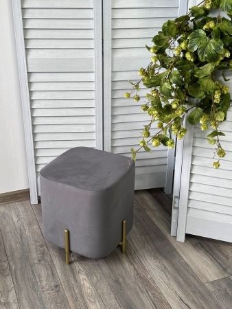 Пуф для гостиной OTTO велюр velutto 32 антрацитовый, золотой каркас