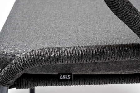 "Венето" обеденная группа на 6 персон со стульями "Милан", каркас темно-серый, роуп темно-серый