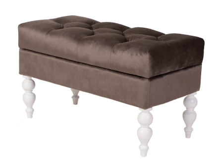 Банкетка Виктория коричневая с белыми ножками