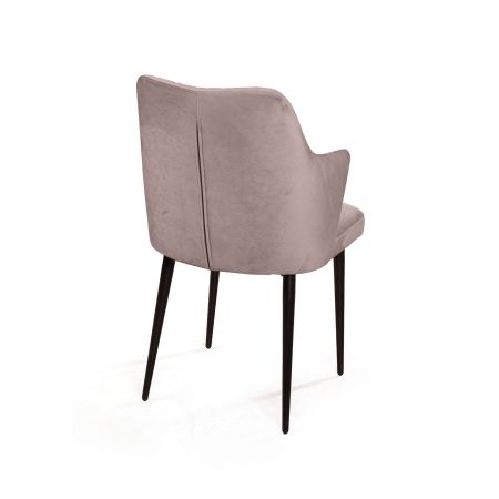 Стул с подлокотниками Hunt, бархат пепельно-бежевый, черный конус