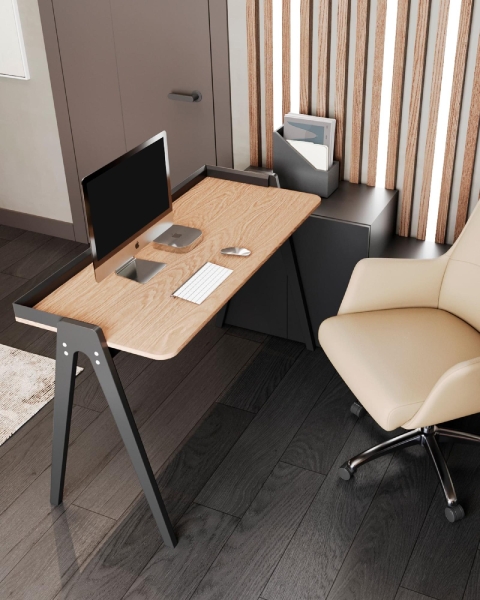 Стол письменный Pyramid 118*53 светлое дерево/черный