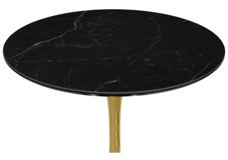 Керамический стол Тулип 90х73 черный мрамор, золото